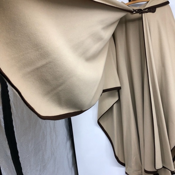 Vintage Saint Laurent Rive Gauche Tan drape Cape oversized hood 1970s Moroccan - Picture 9 of 16